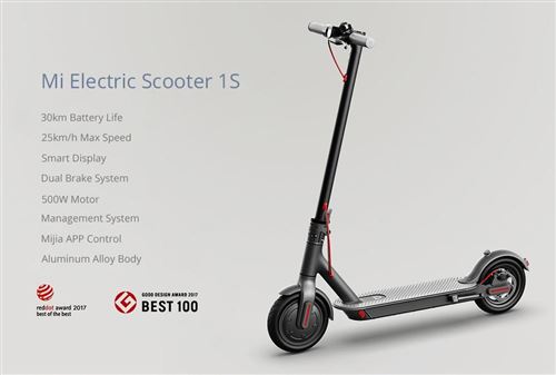 Trottinette électrique Xiaomi Mi Scooter Electrique 1S avec un cadenas et un pneu supplémentaire 250 W Noir – Image 4
